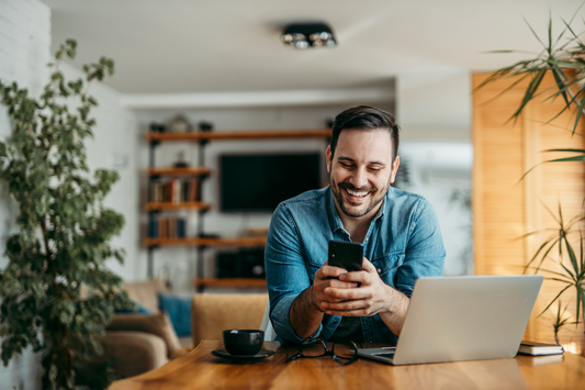 Man researching at-home semen testing options