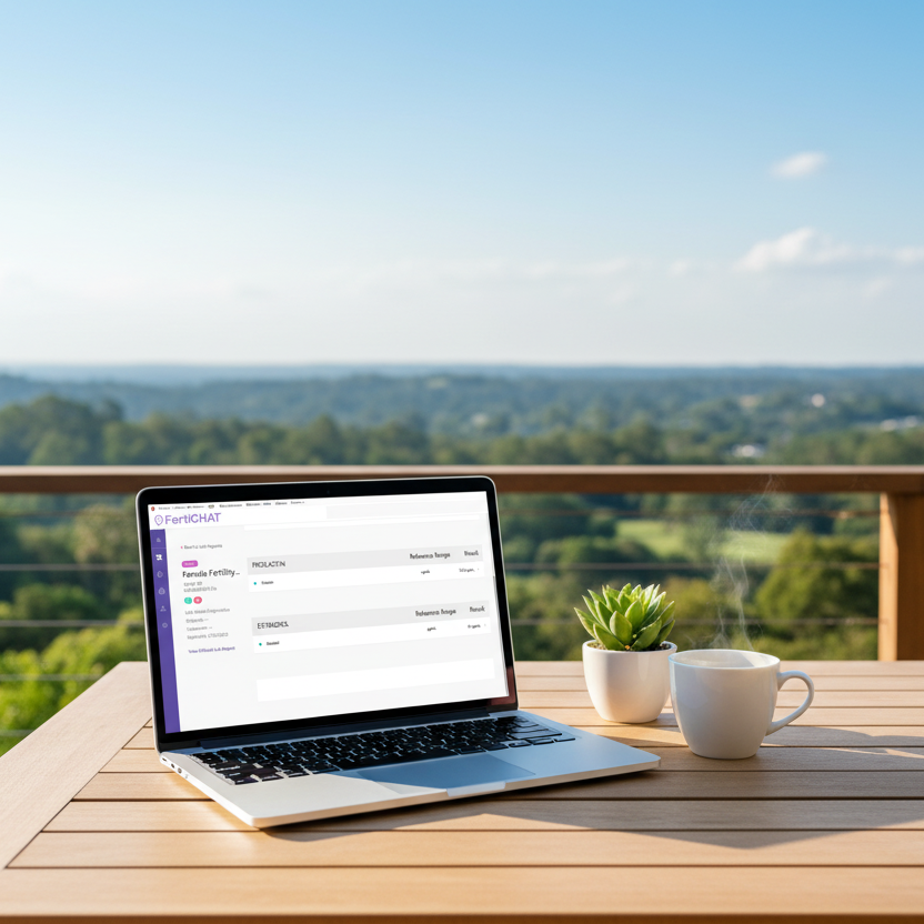 Female Fertility Hormone Panel Lab Results - Laptop on Deck with View