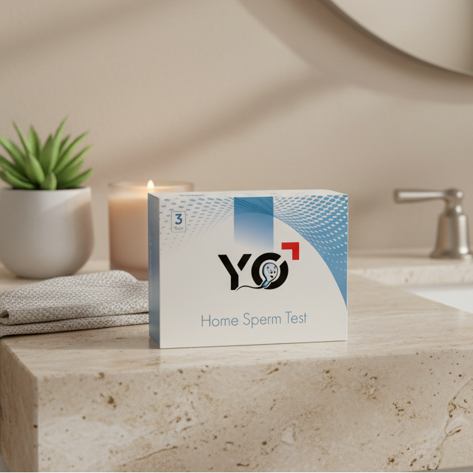 YO Sperm Test x FertiCHAT - Bathroom Counter Lifestyle